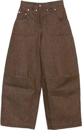 Simone Rocha Wijde jeans met kristallen versiering - Dames - Loose Fit Jeans - Bruin - 3XS - Katoen - Jeans