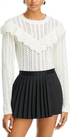 Lost + Wander Irina Scalloped Pointelle Cardigan In White