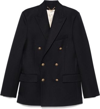 Golden Goose Dark Blue Wool Double-breasted Blazer Jacket