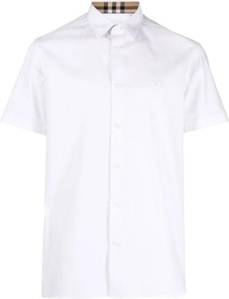 Burberry Casual Shirt met Korte Mouwen - Heren - Korte mouwen Overhemden - Wit - S - Katoen - Overhemden