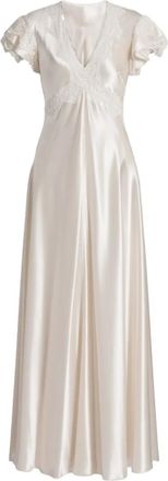 Alberta Ferretti Abito lungo con dettaglio in pizzo - Toni neutri