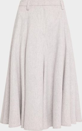 Brunello Cucinelli Beaver Flannel Full Midi Skirt