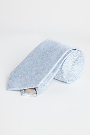 Moss Silver-Blue Floral Swirl Silk Tie