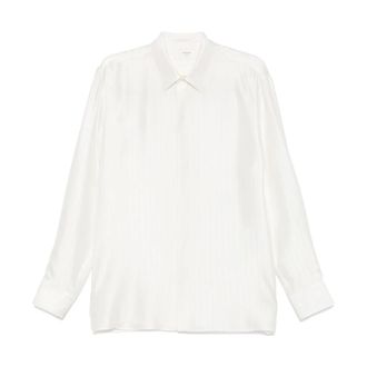 Saint Laurent Striped Satin Piqu&eacute; Shirt - male - Saint Laurent - Formal Shirts - White - 2XL - Shirts