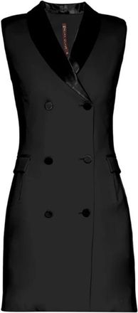 Manila Grace Dubbelbreasted Jurk - Dames - Korte kleedjes - Zwart - M - Kleedjes