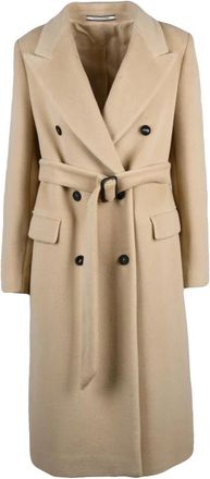 Tagliatore Double-Breasted Coat - Dames - Jas met riem - Beige - S - Wol - Jassen
