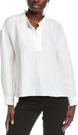 Eileen Fisher Eileen Fisher Mandarin Collar Silk & Linen-Blend Top