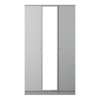 Lewis's Yarmouth Tall Triple Mirrored Wardrobe in Uniform Grey & Dusk Grey - Ready Assembled - Lewiss Home | TJ Hughes