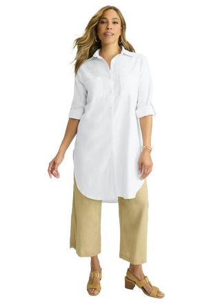 Jessica London Linen Mega Tunic in White at Nordstrom, Size 24