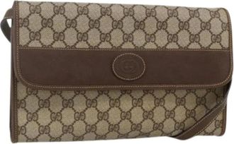 Gucci Pre-owned Vintage GG Canvas Schoudertas - Dames - Vintage Schoudertas - Beige - ONE Size - Leer - Vintage