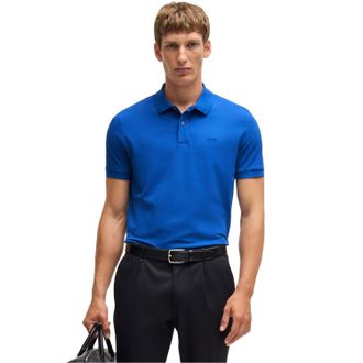 HUGO BOSS Heren Pallas Katoenen Poloshirt (Blauw)