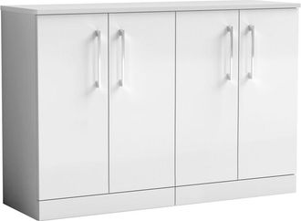Balterley Balterley Level Modern Bathroom 4 Soft Close Door Floor Standing Vanity with Worktop, Rigid & Durable, Gloss White, 1205 mm