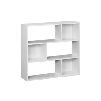 Sweeek Librer&iacute;a de 3 estantes con 6 compartimentos, blanco