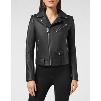 Philipp Plein Leather Biker Women in Black at Nordstrom, Size X-Small