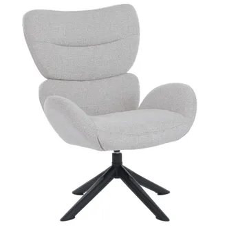 Hhg Poltrona Lounge Hhg-528, Sedia Da Cocktail/imbottita, Girevole Metallo Tessuto Ciniglia (420 G/m&sup2;), Avorio