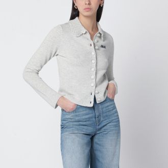 Chlo&eacute; Light grey wool cardigan with logo