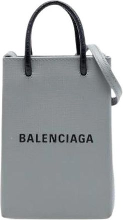 Balenciaga Pre-owned Mini Shopping Phone Holder - Dames - Vintage Mini Tas - Grijs - ONE Size - Leer - Vintage