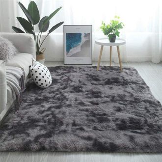 OEM Tapis Tie-dye - 120 X 160 Cm - Gris Fonc&eacute; - Pour Int&eacute;rieur Salon Chambre - 1 Pi&egrave;ce