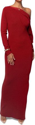 JLUXLABEL Metallic One-Shoulder Long Sleeve Body-Con Cocktail Dress in Red at Nordstrom, Size Medium