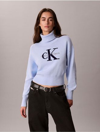 Calvin Klein Jeans Calvin Klein Womens Monologo Turtleneck Sweater - Blue - XL