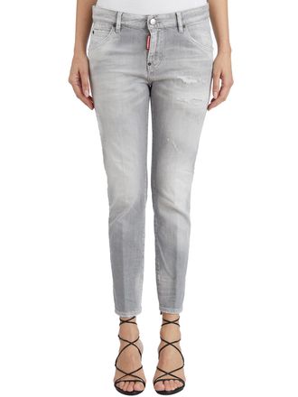 Dsquared2 Womens Cool Girl Denim Pants - Silver Cotton - Size EU 32 (Womens)