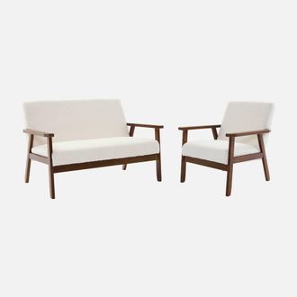 Sweeek Armchair & 2-seater Sofa In Hevea Wood in White