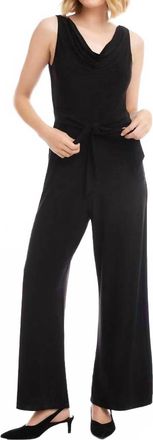Karen Kane Camila Travel Jersey Sleeveless Cowl Neck Jumpsuit In Black