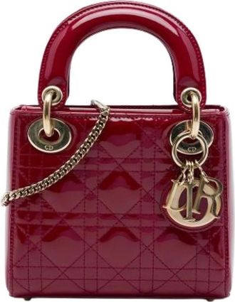 Dior Pre-owned Lady Dior Mini Bag - Dames - Vintage Mini Tas - Rood - ONE Size - Leer - Vintage