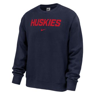 Nike Connecticut Huskies Club Fleece Nike Mens NCAA Pullover Crew-Neck Sweatshirt in Blue | M33234P826UCON-NVY