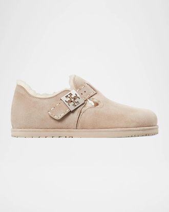 Tory Burch Mellow Shearling-Lined Suede Clogs