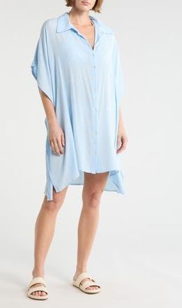 Boho Me Sharkbite Button-Up Coverup in Blue at Nordstrom Rack, Size X-Large