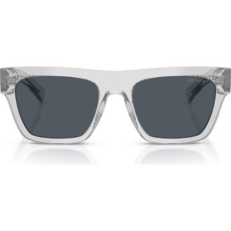 Prada 55mm Rectangular Sunglasses in Crystal Grey /Dark Grey at Nordstrom