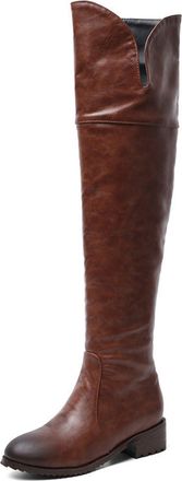 Generic MiaZane Women s Over The Knee Leather Boots Vintage Style Side Zip Closure Block Heel Premium Riding Style High Boots for Winter Fashion Daily Wear St