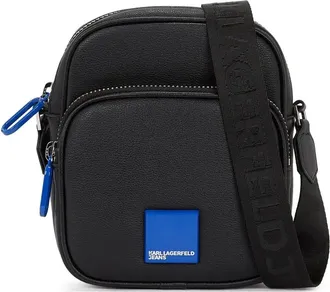 Karl Lagerfeld Textured Black Crossbody Bag with Branding