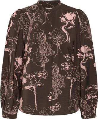 Inwear Brown Tree Garden - 900013027 - Dames - Blouses - Veelkleurig - 2XL - Overhemden