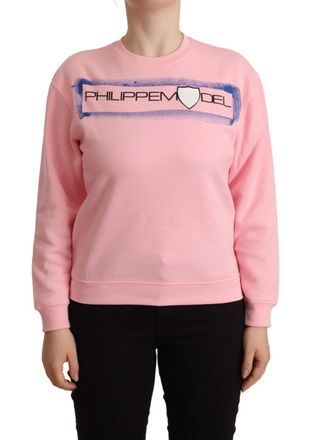 Philippe Model Pink Printed Long Sleeves Pullover Womens Sweater