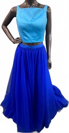 Angela & Alison Womens Two Piece Ballgown In Aqua Blue