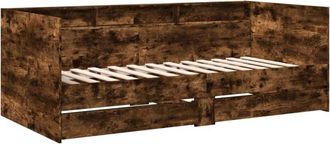 vidaXL Sof&aacute; cama con cajones sin colch&oacute;n roble ahumado 100x200 cm Vidaxl