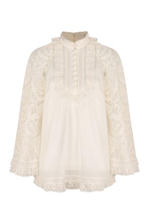 Zimmermann Ruffled Ramie Blouse