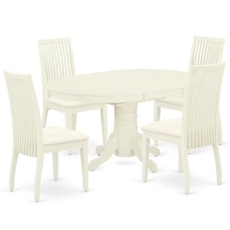 East West Furniture Dining Room Set Linen White, AVIP5-LWH-C