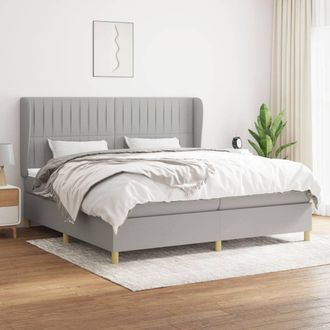 vidaXL Vidaxl - Cama Box Spring Con Colch&oacute;n Tela Gris Claro 200x200 Cm