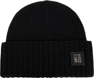 Dsquared2 Accessoires, Heren, Zwart, ONE Size, Wol, Muts met logopatch