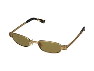 Bottega Veneta BV1381S Metal Rectangular Sunglasses - Gold