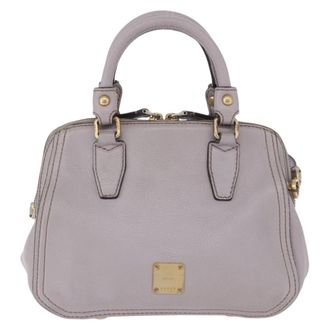 MCM Vintage Leather Gray Leather Handbag (Pre-Owned)