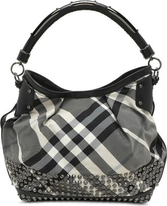 Burberry Borsa a spalla a quadri con borchie - Grigio