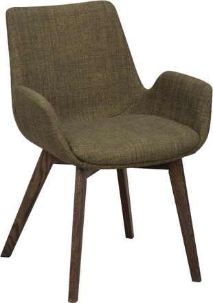 Rowico Design Stuhl Drimsdale mit Armlehnen und nachhaltigem Eichenholz - Grün / Eiche Dunkelbraun
