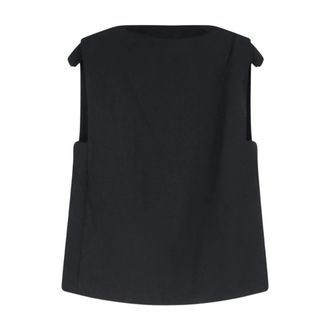 Vince Tops, Dames, Zwart, 2Xs, Polyester, Mouwloze Top met Drap