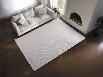 Vente-Unique 100% Wool Hand-Tufted Textured Rug With Abstract Pattern - 63 X 230 Cm in Ivory | Size: 160 cm x 230 cm