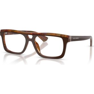 Dolce & Gabbana 56mm Rectangle optical glasses in Brown at Nordstrom