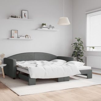 vidaXL Sof&aacute; Cama Nido Tela Gris Oscuro 100x200 Cm Vidaxl
